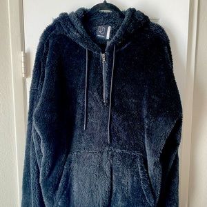 Mens half zip pullover sherpa hoodie